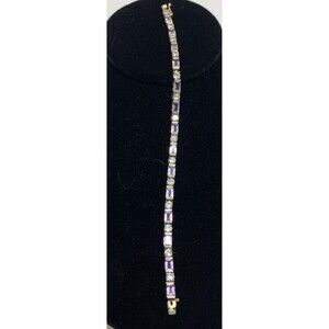 Vintage FAS Amethyst CZ Tennis Bracelet 925 Sterling Silver 7.5”